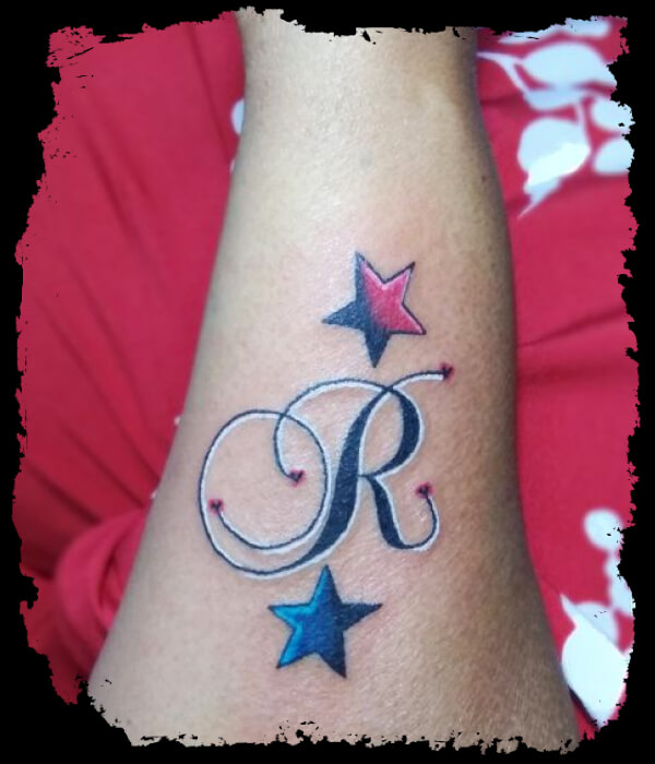Starry-R-Letter-Tattoo