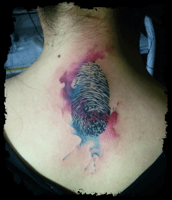 Watercolored-fingerprint-tattoo