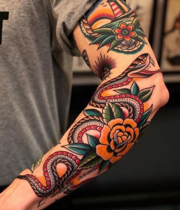 50+ American Traditional Sleeve Tattoo Ideas With Meanings