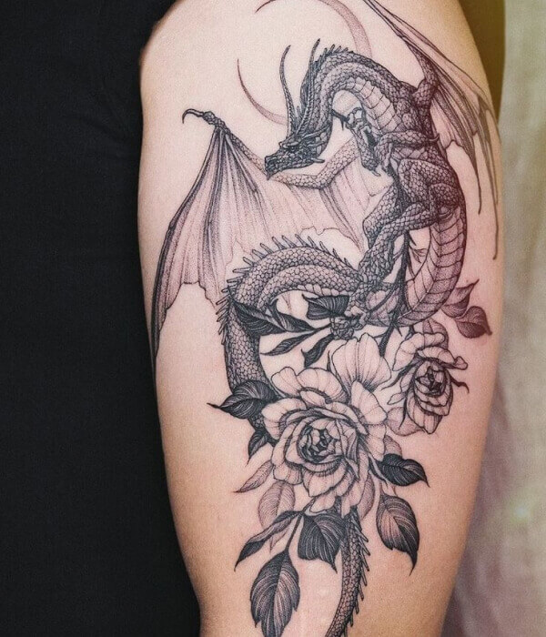 Dragon and Rose Tattoo for guy