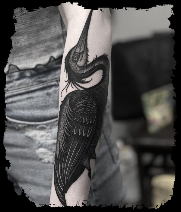 Black-and-Gray-Heron-Tattoo-on-hand