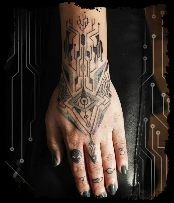 Cyberpunk-Tattoo-on-hand