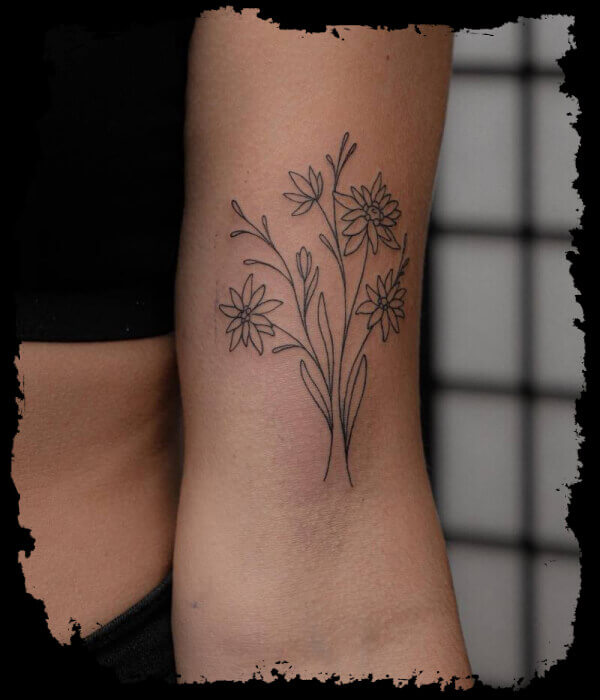 Flower-Bouquet-Tattoo-On-Biceps