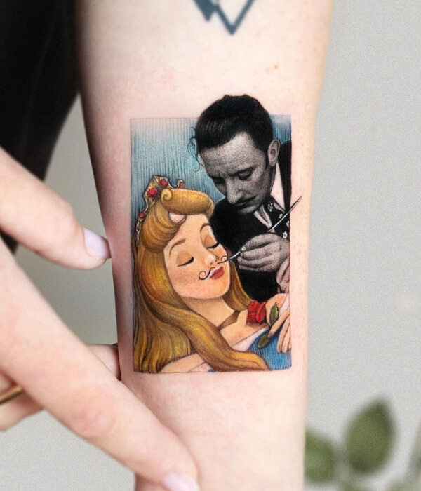 Dali-and-Sleeping-Beauty-Tattoo