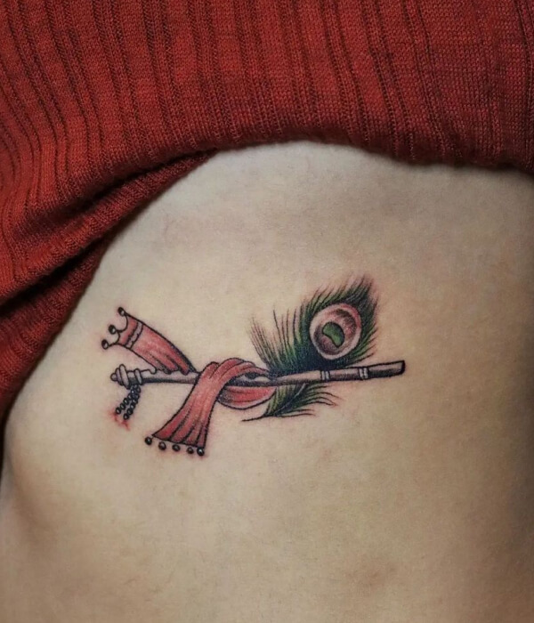 Flute-with-Peacock-Feather-Tattoo