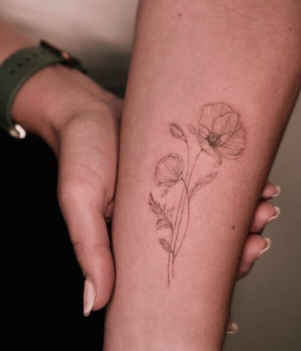 California-Poppy-Flower-Tattoo-On-The-Arm