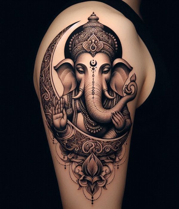 Ganesh-With-Crescent-Moon-Tattoo