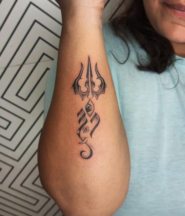 Ganesha-With-Trishul-Tattoo