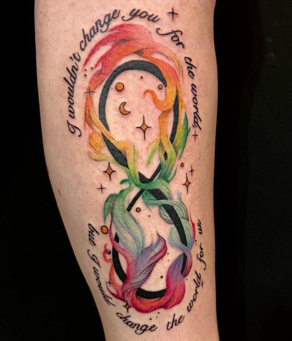 Colorful Infinity Symbol Forearm Color Tattoo