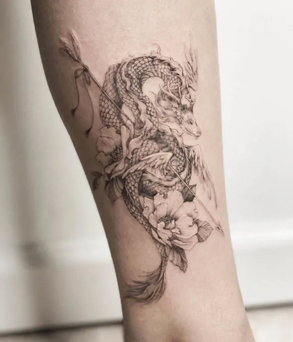 Dragon-Outline-with-Abstract-Fire-Tattoo