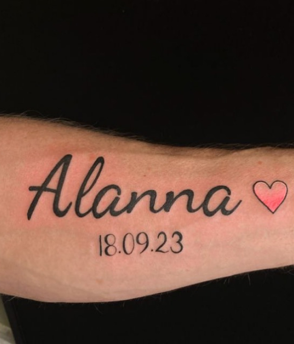 Name Date Forearm Color Tattoo