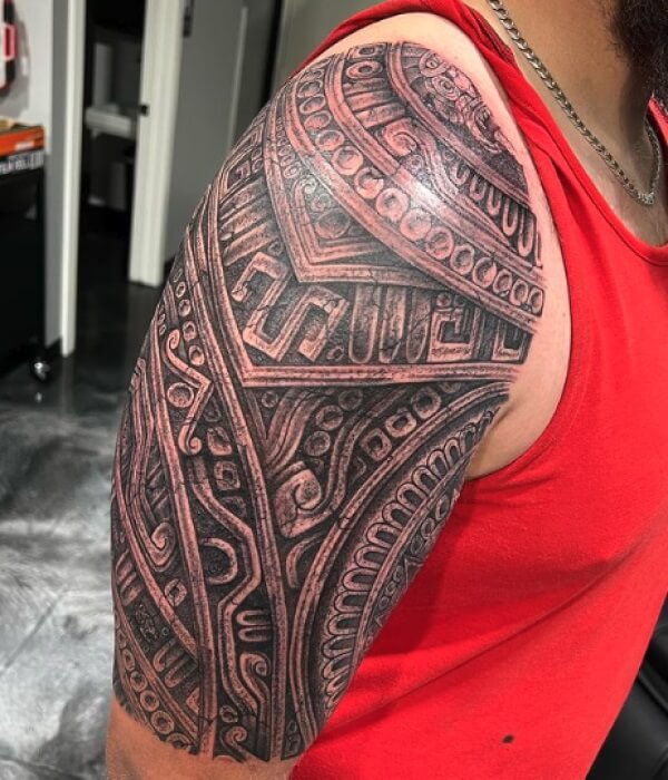 Aztec-Full-Arm-Tribal-Tattoo