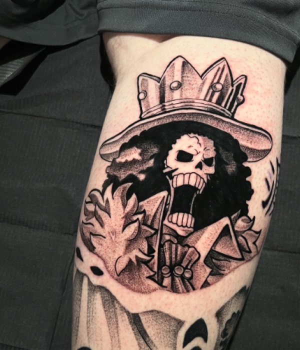 Brookes-Skull-and-Afro-Tattoo