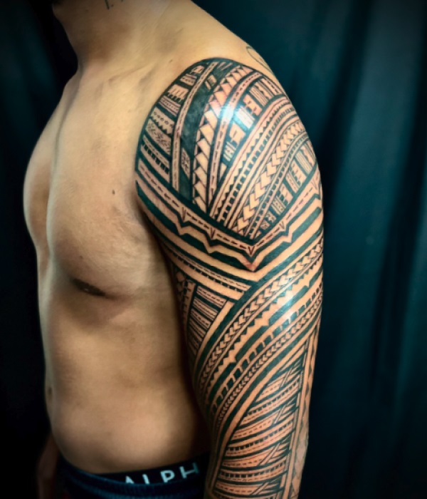 Forearm-Half-Sleeve-Polynesian-Tattoo