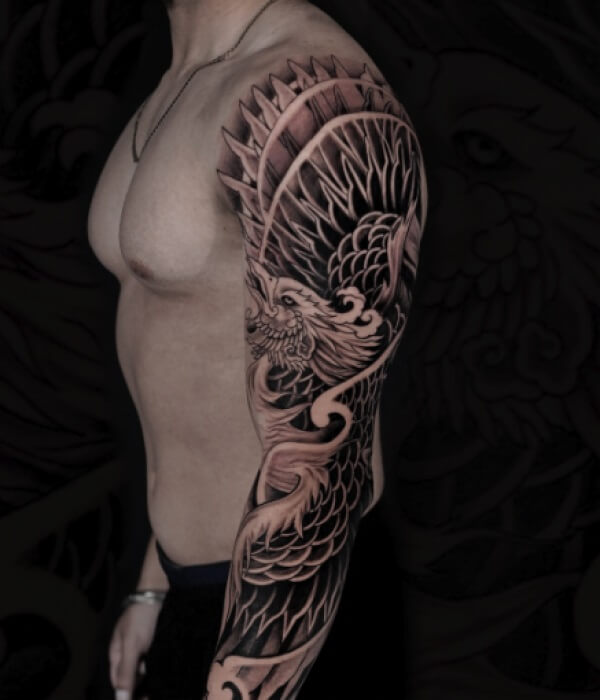 Full-Arm-Tribal-Phoenix-Tattoo