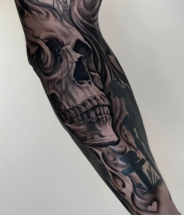 Full-Sleeve-Tribal-Skull-Tattoo