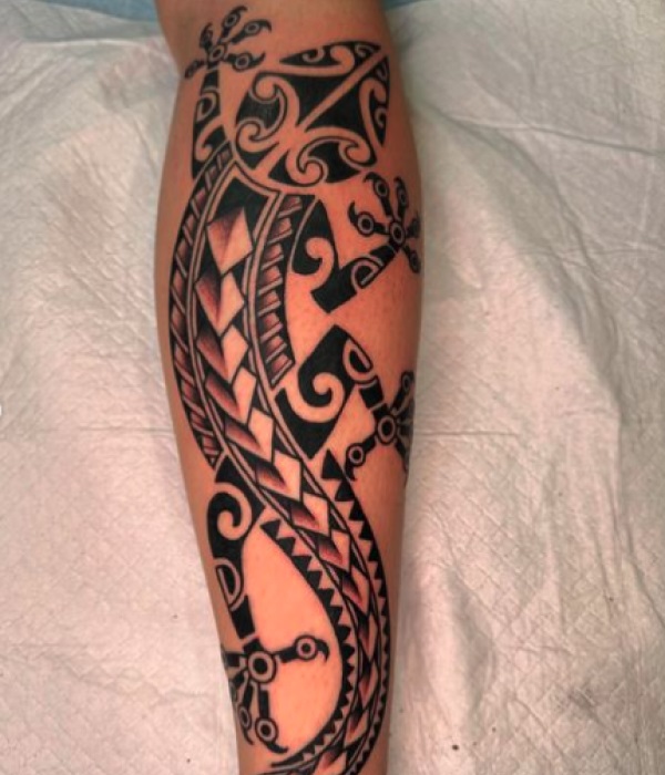 Polynesian-Forearm-Lizards-Tattoo