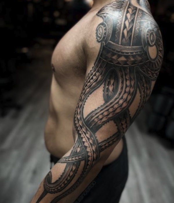 Polynesian-Forearm-Octopus-Tattoo