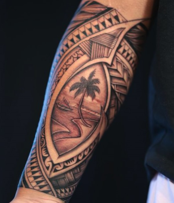 Polynesian-Forearm-Palm-Tree-Tattoo