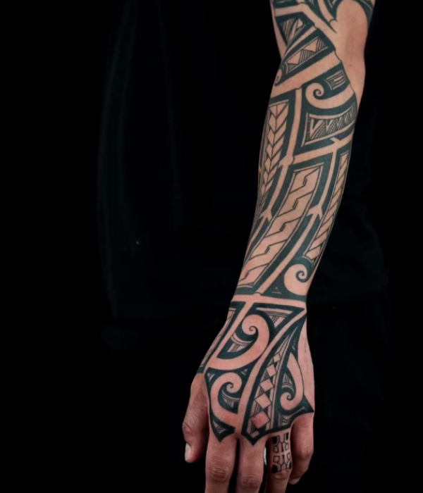 Polynesian-Forearm-Spearheads-Tattoo