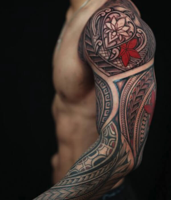 Polynesian-Full-Sleeve-Tribal-Tattoo