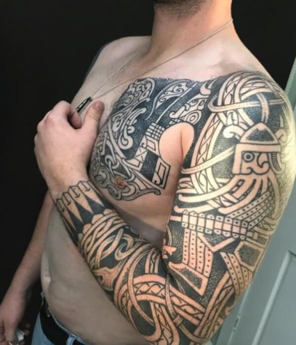 Viking-Full-Arm-Tribal-Tattoo