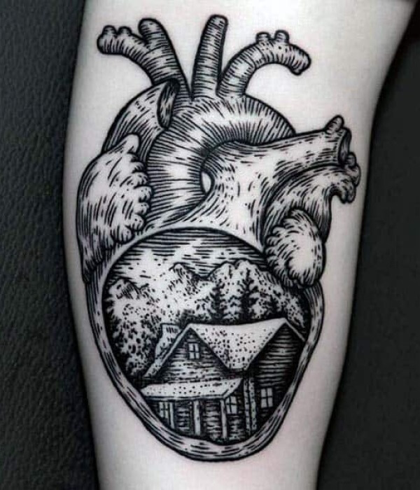 A-Heart-with-a-House-Woodcut-Tattoo