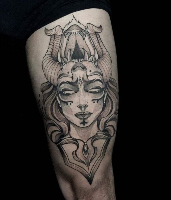 Angel-Demon-Upside-Down-Forearm-Tattoo