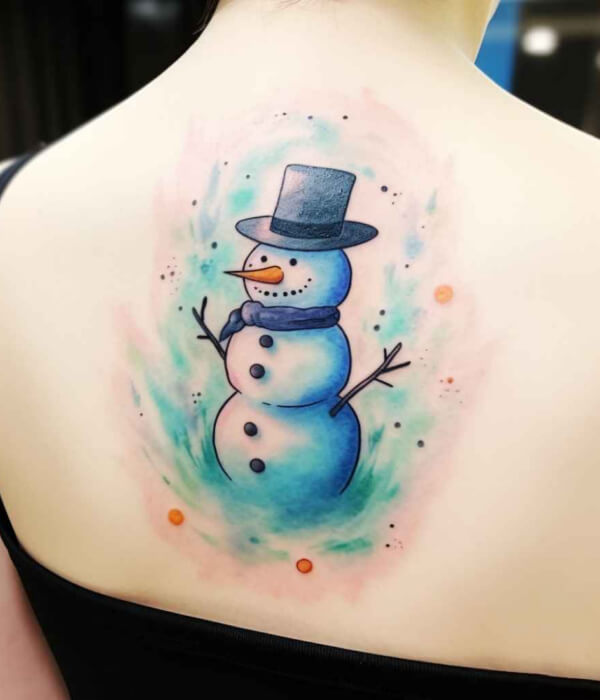 Cute-Snowman-Tattoo-on-Back