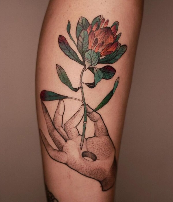 Hand-Holding-Protea-Tattoo