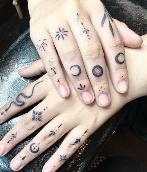 Moon-Phases-Finger-Tattoos