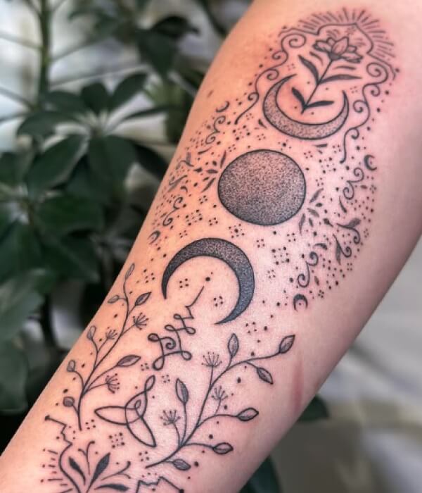 Phases-of-Moon-Tattoo-with-Nature-Elements