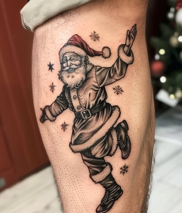 Santa-Black-and-White-Christmas-Tattoo-Sleeve-Ideas