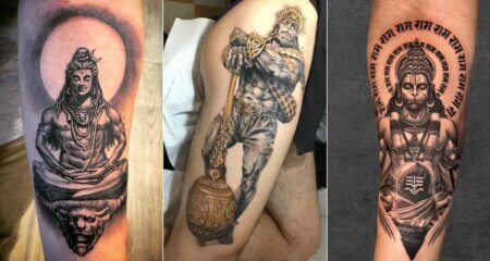 A Unique Fusion Tattoo: Hanuman, Shivling & the Ram-Ram Chant