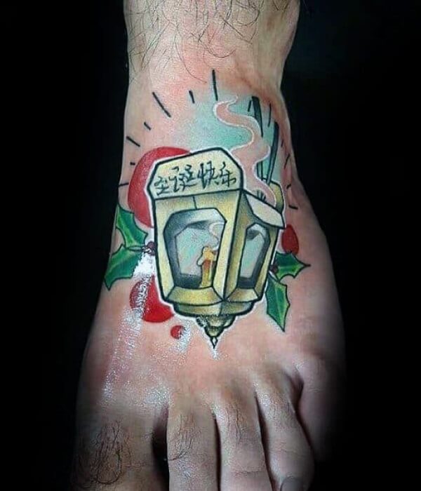 Amazing Lantern Foot Tattoo