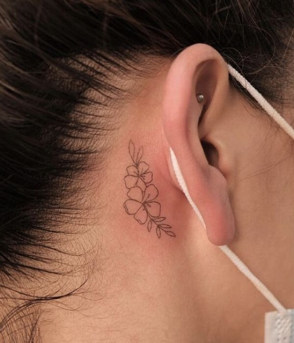 Plumeria-Back-of-the-Ear-Tattoo