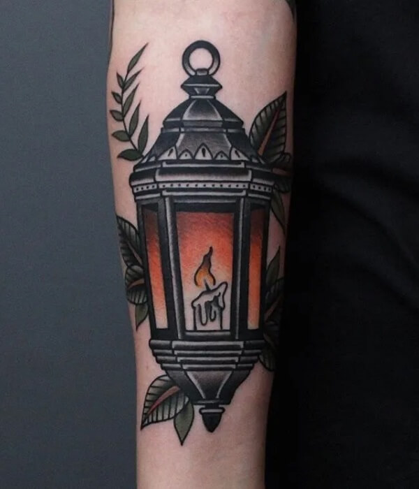 Tattoo of Lantern on Right Arm