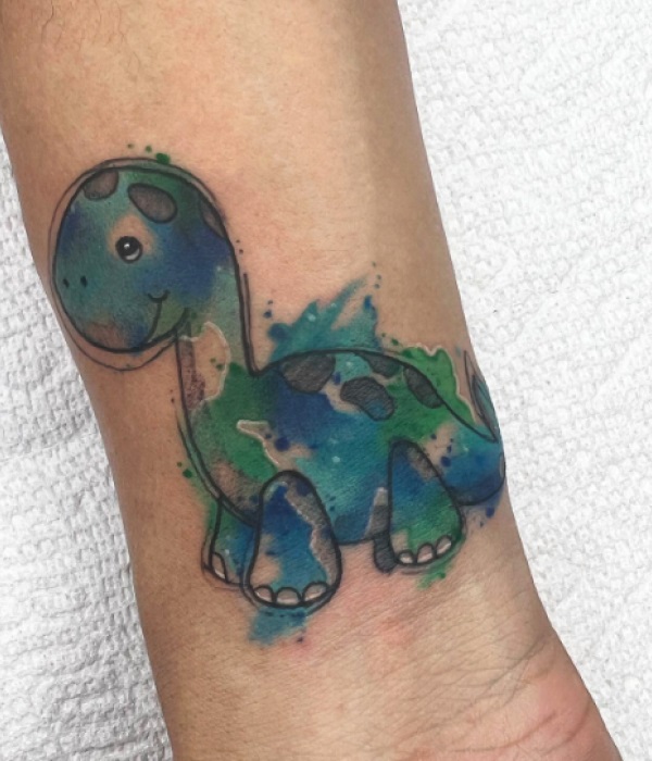 Watercolor-Dino-Tattoo