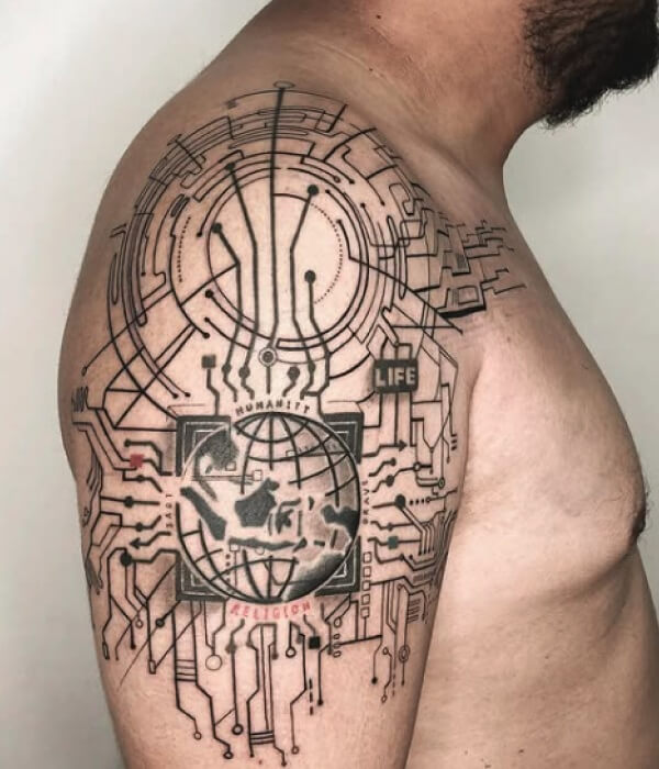 Circuit Board Half-Sleeve Tattoo