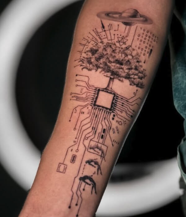 Computer Circuit Tattoo