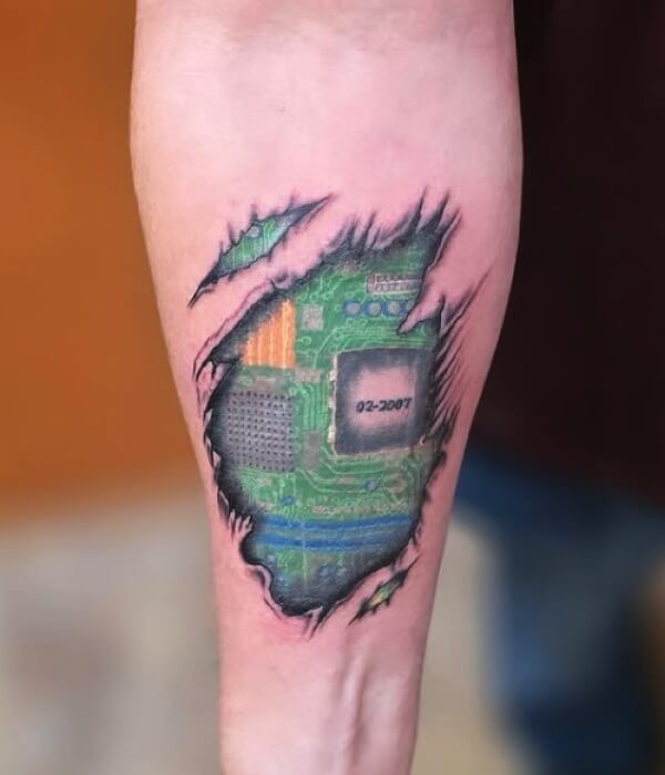 Computer Motherboard Tattoo