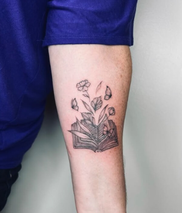 A Book Tattoo with Nature