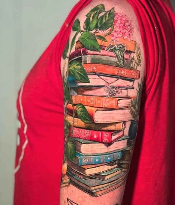 Colorful Book Tattoo