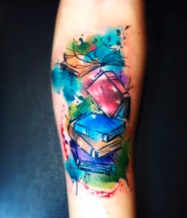 Watercolor Book Tattoo